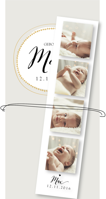 Geboortekaartje met fotostrip - Max