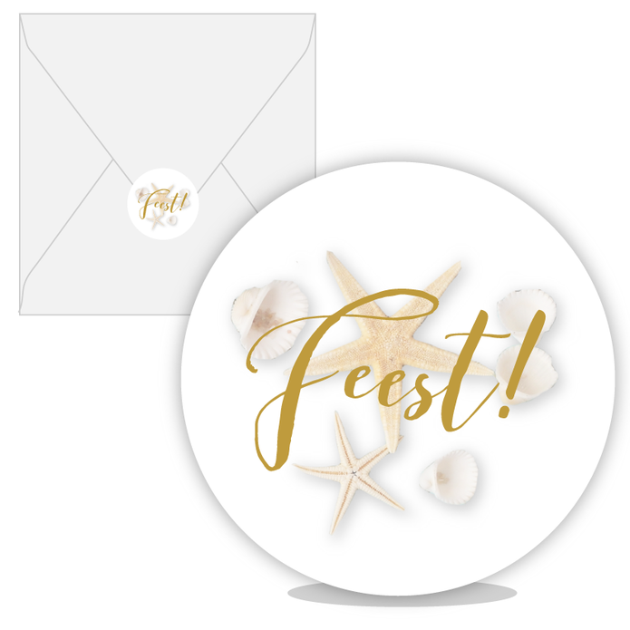 Sluitsticker schelpen feest