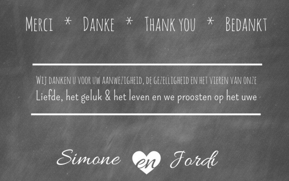 Bedankkaart - Chalkboard and love