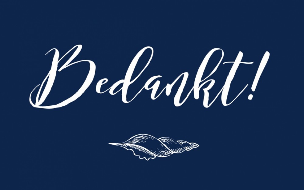 Bedankkaartje - Donkerblauw met schelpen