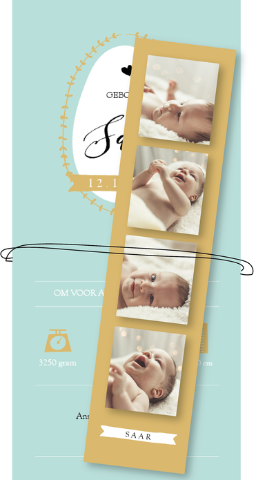 Geboortekaartje met fotostrip