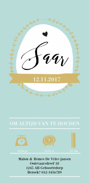 Hip geboortekaartje - Saar