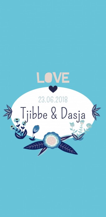 Hippe trouwkaarten - Flower blue