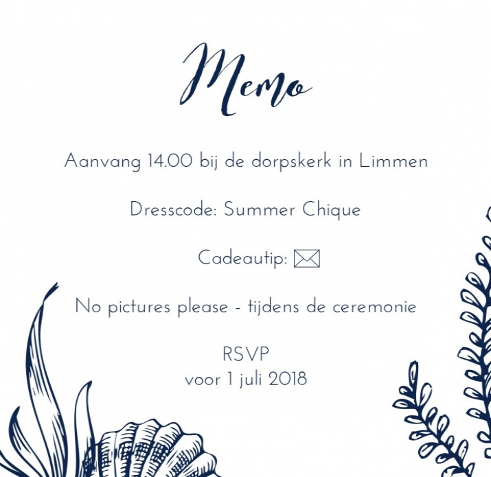 Memo kaart - Diep in de Zee