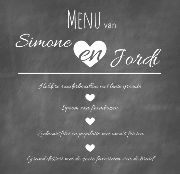 Menukaart - Chalkboard and love