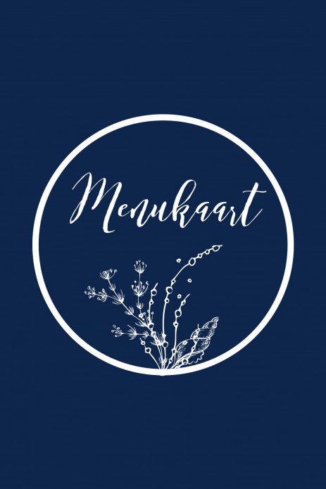 Menukaart - Donkerblauw schelpen