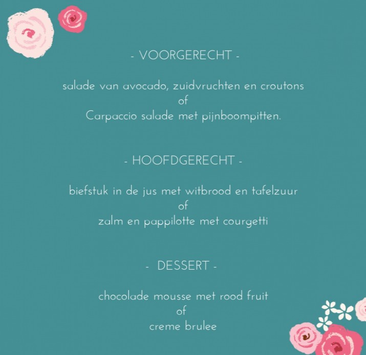 Menukaart Flowers grey