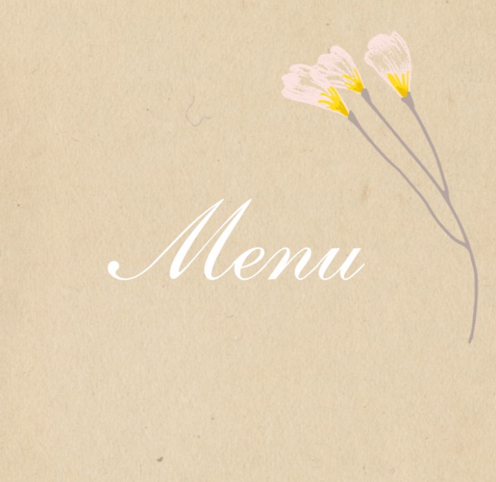 Menukaart Flowers pastel