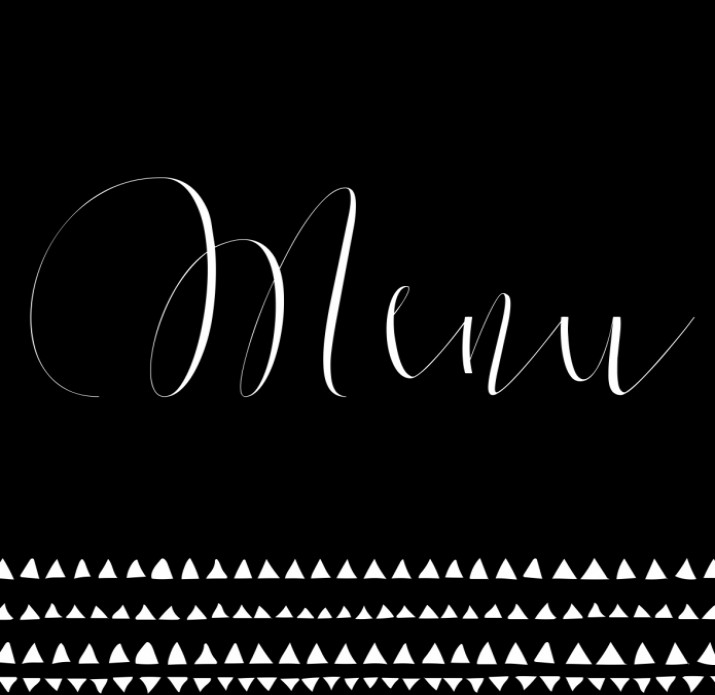 Menukaart zwart wit