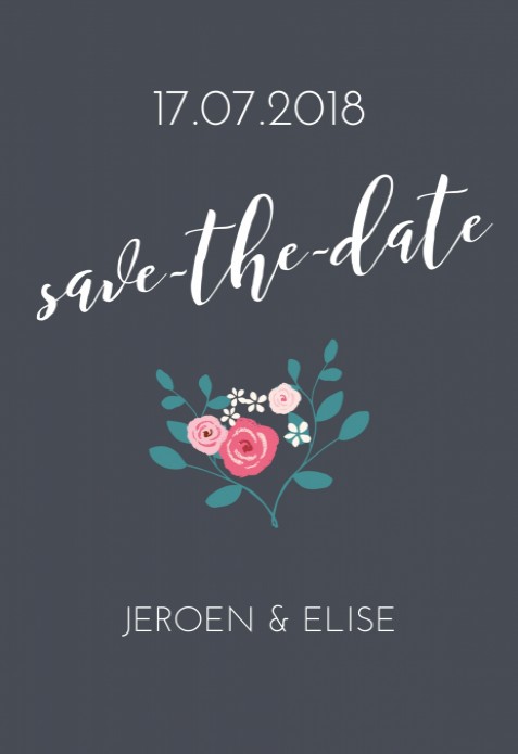 Save the date - Flowers grey
