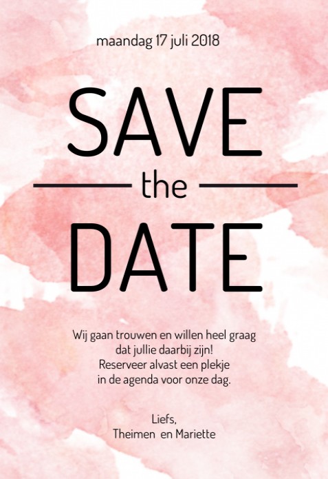 Save the date kaart - Watercolor Love