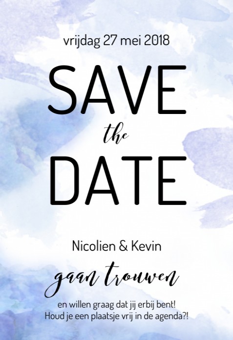 Save the date kaart - Watercolor Sea