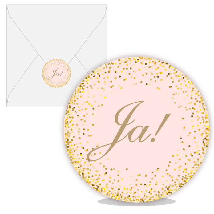 Sluitsticker Trouwen confetti goud