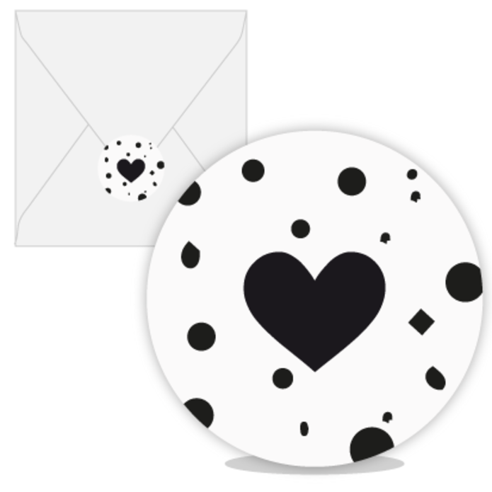 Sluitsticker zwart wit hartje