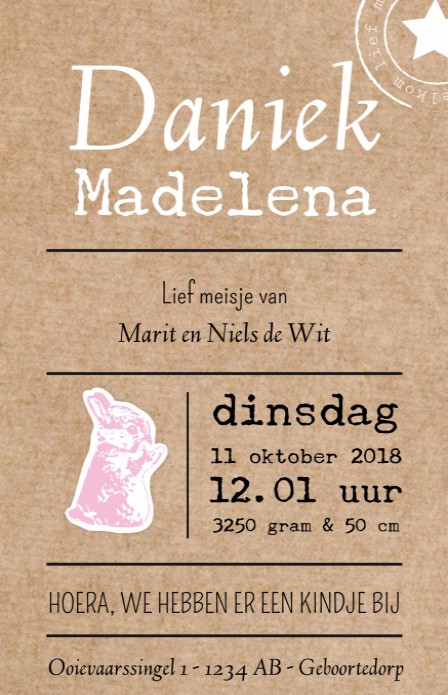 Stoer geboortekaartje - Daniek