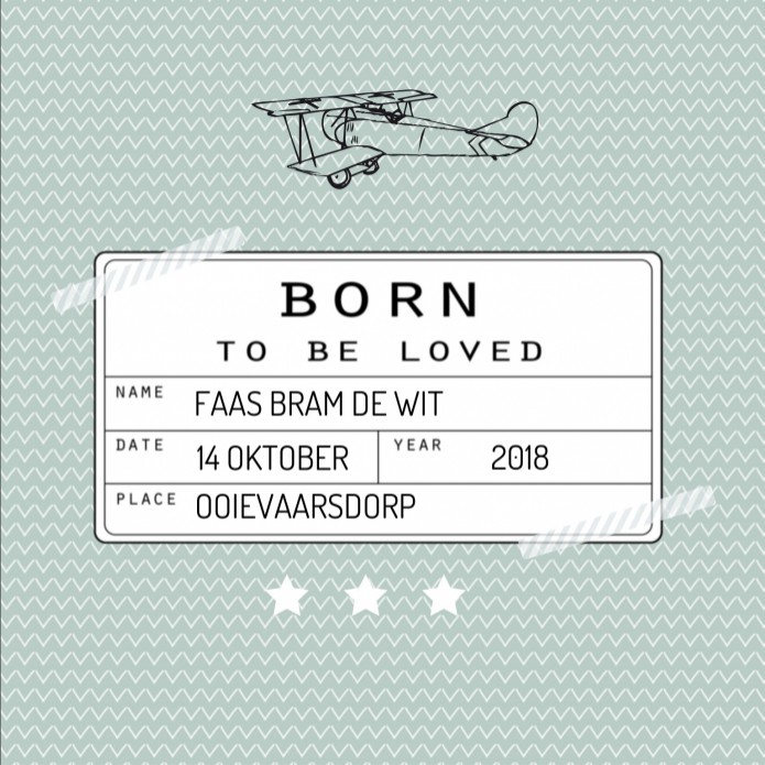 Stoer geboortekaartje Faas
