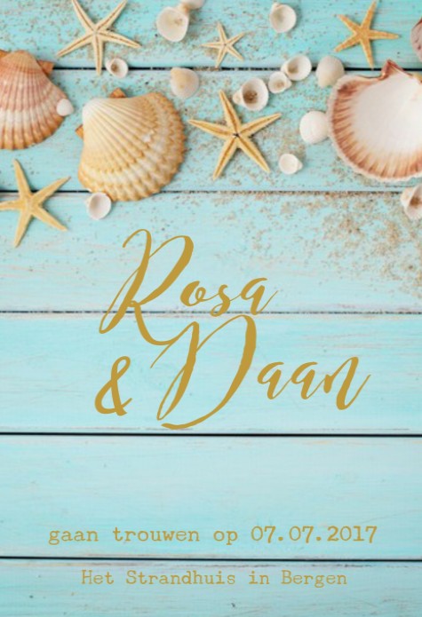 Trouwkaart Beach Strand - Hoofdkaart pocketfold