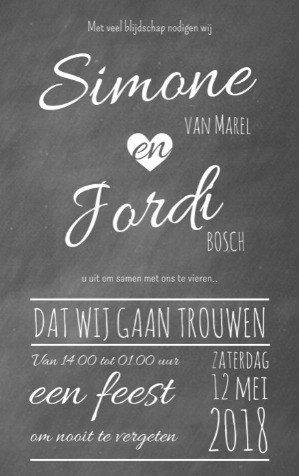 Trouwkaart - Chalkboard