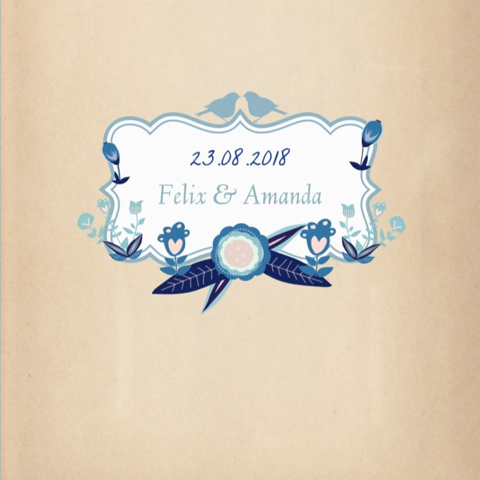 Trouwkaart flowers blue