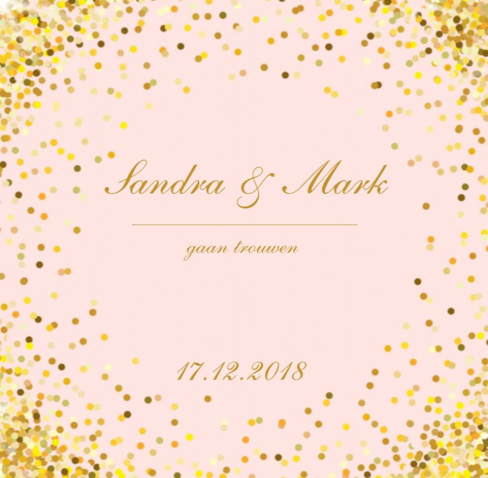 Trouwkaart gouden glitter