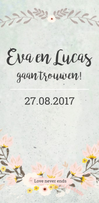 Trouwkaart uitnodiging - Bloemen