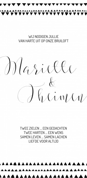 Trouwkaart zwart wit